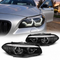 2 Phares xenon BMW Serie 5 F10 F11 Angel Eyes LED 10-13 look Iconic - Noir