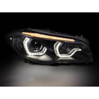 2 Phares xenon BMW Serie 5 F10 F11 Angel Eyes LED 10-13 look Iconic - Noir