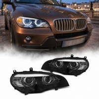 2 Phares xenon BMW X5 E70 Angel Eyes LED 07-13 - Noir