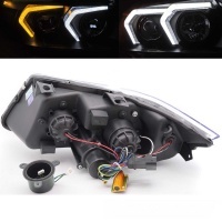 2 Phares BMW Serie 3 E90 E91 Angel Eyes LED 05-12 look Iconic 2 - Noir