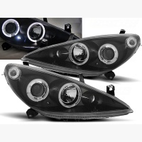 2 Phares avant Peugeot 307 01-05 Angel Eyes blanc - Noir