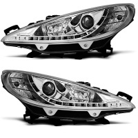 2 Phares avant Peugeot 207 Devil Eyes LED - Chrome