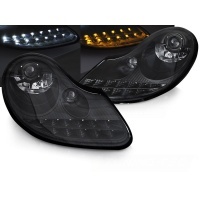 2 Phares Porsche Boxster 986 - 911 996 cligno LED - 96-04 - Noir Mat