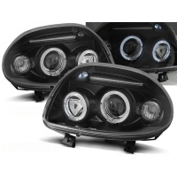 2 Phares avant Renault Clio 2 98-01 Angel Eyes LED - Noir