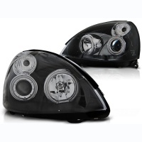 2 Phares avant Renault Clio 2 01-05 Angel Eyes LED - Noir