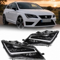 2 Phares avant Seat Leon 5F 12-16 - Full LED DRL - Noir