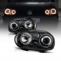 2 Phares avant VW GOLF 4 Angel Eyes - Noir