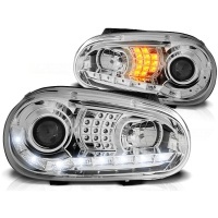 2 Phares VW GOLF 4 Dragon light LED - Chrome
