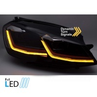 2 Phares avant VW Golf 7 12-17 - FullLED- Chrome Noir - Dynamiques
