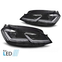 2 Phares avant VW Golf 7 12-17 - FullLED- Chrome Noir - Dynamiques