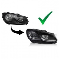 2 Phares avant VW Golf 6 08-13 - Full LED DRL Silver - Clignotants dynamiques