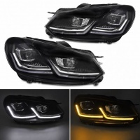 2 Phares avant VW Golf 6 08-13 - Full LED DRL Silver - Clignotants dynamiques
