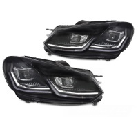2 Phares avant VW Golf 6 08-13 - Full LED DRL Silver - Clignotants dynamiques