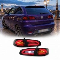 2 Feux SEAT Ibiza 6L 02-08 - LTI+LED BAR rouge - Noir
