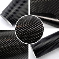 Film covering carbone 4D noir brillant 152 cm anti-bulles vendu au mètre