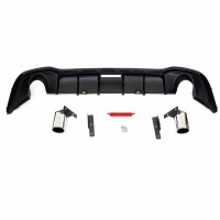Diffuseur arrière look F1 noir brillant avec LED et double sortie pour VW Golf 8 19-24