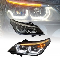 2 Phares BMW Serie 5 E60 E61 Angel Eyes LED 03-07 look Iconic - Noir