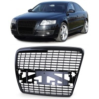 Grille calandre Audi A6 C6 04-08 - look S6 - Noir Laqué