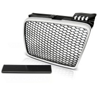 Grille calandre Audi A4 B7 04-08 - argent mat noir - look RS4