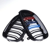 Grilles calandre BMW Serie 5 E60 E61 03-10 look couleur M - Noir Brillant