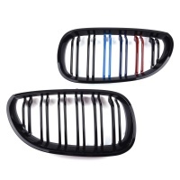 Grilles calandre BMW Serie 5 E60 E61 03-10 look couleur M - Noir Brillant