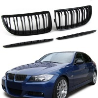 Grilles calandre BMW Serie 3 E90 E91 05-08 look M3 - Noir Brillant