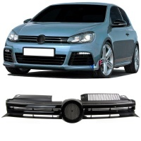 Grille calandre VW Golf 6 (VI) - look R - FullBlack - Noir