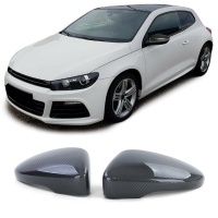 2 coques de retroviseur VW Scirocco - Carbone vernis - Noir Brillant