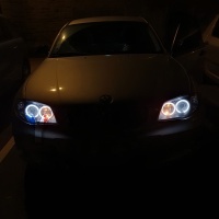 2 Phares avant BMW Serie 1 E81 E82 E87 Angel Eyes CCFL 04 et + - Noir