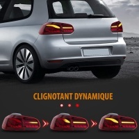 2 Feux arriere VW Golf 6 dynamiques look oled - LED - Rouge fumé