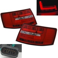 2 Feux arriere AUDI A6 C6 LTI look facelift 04-08 Rouge / Clair 6pin