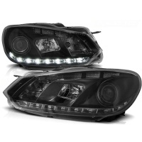 2 Phares avant VW GOLF 6 Devil Eyes LED - Noir