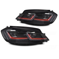 2 Phares avant VW Golf 7.5 phase 2 - look GTI - Noir - Full LED Dynamiques