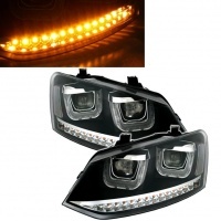 2 Phares avant VW Polo 6R 09-14 - 3D U LED - noir
