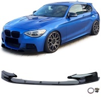 Spoiler lame de pare choc - BMW Serie 1 F20 F21 10-14 - look mperf - noir brillant