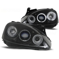2 Phares avant Opel Corsa C 00-06 angel eyes - Noir
