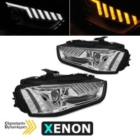 2 Phares xenon LED AUDI A4 B8 11-15 - look matrix chrome - dynamiques