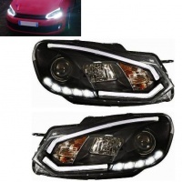 2 Phares avant VW GOLF 6  DRL LED 08-12 Noir