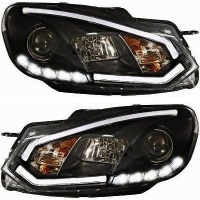 2 Phares avant VW GOLF 6  DRL LED 08-12 Noir