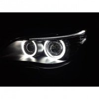 2 Phares avant BMW Serie 5 E60/E61 Xenon Angel Eyes CCFL 03-04 - Noir