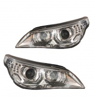 2 Phares xenon BMW Serie 5 E60 E61 Angel Eyes LED 03-07 look Iconic - Chrome