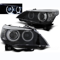 2 Phares avant BMW Serie 5 E60/E61 Xenon Angel Eyes CCFL 05-07 - Noir