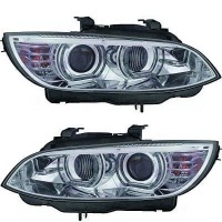 2 Phares xénon AFS BMW Serie 3 E92 E93 Coupe Angel Eyes LED U-LTI 05-10 - Chrome