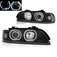 2 Phares avant BMW Serie 5 E39 Angel Eyes LED - Noir