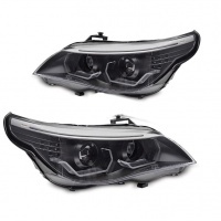 2 Phares BMW Serie 5 E60 E61 Angel Eyes LED 03-07 look Iconic - Noir