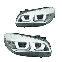 2 Phares avant xénon BMW X1 E84 Angel Eyes 3D LED 12-14 - Chrome