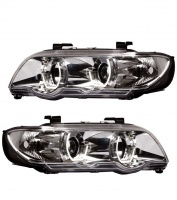 2 Phares BMW X5 E53 Angel Eyes 3D LED 99-03 Chrome