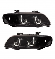2 Phares BMW X5 E53 Angel Eyes 3D LED 99-03 Noir