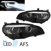 2 Phares fullLED AFS BMW X5 E70 Angel Eyes LED 07-13 - Noir