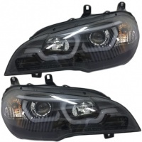 2 Phares halogene BMW X5 E70 Angel Eyes iconic LED 07-13 - Noir